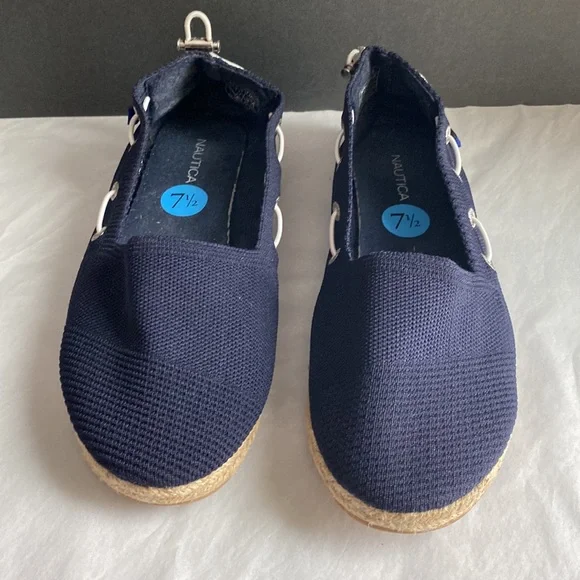 Nautica Navy Blue Knit Espadrilles Flats - Picture 2 of 10